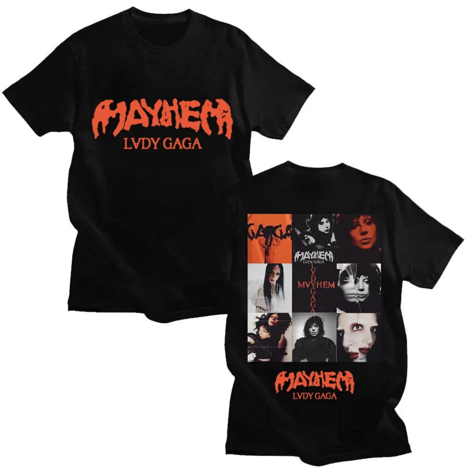 

Lady Gaga Mayhem New Album T Shirt Fashion Y2K Vintage Men T Shirts Hipster Oversized Cotton T-shirt Gifts Streetwear S чёрный