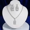 Set Fashion Trend: Zircon Earrings & Square Necklace Jewelry