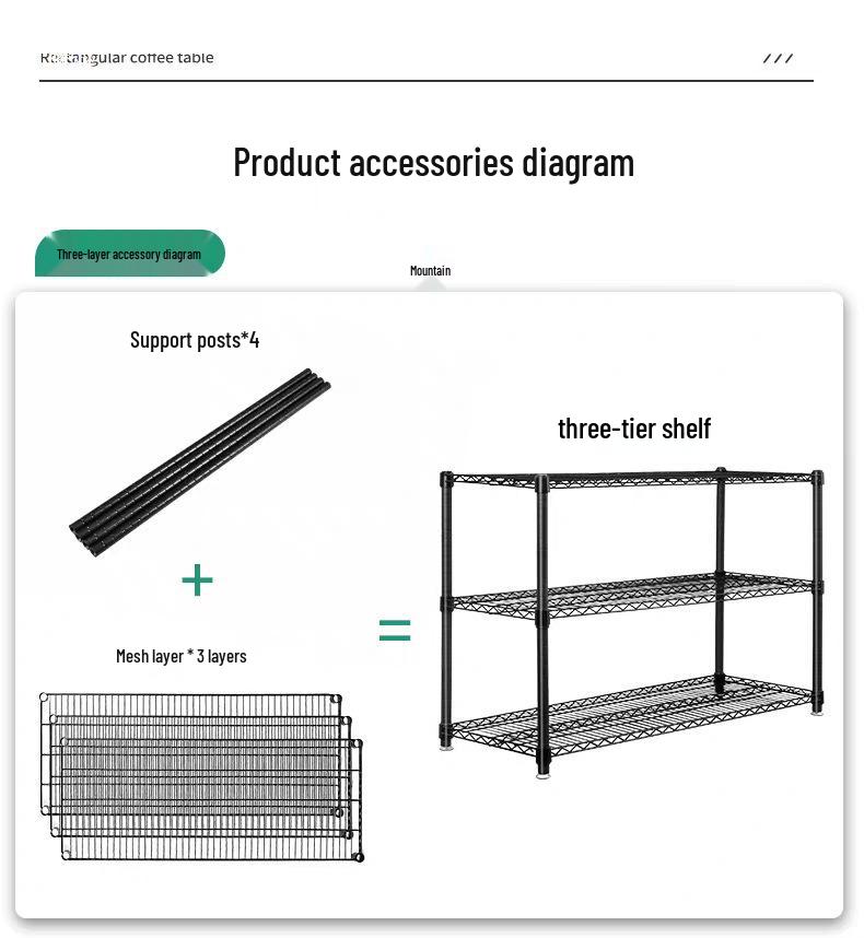 Black Large Mesh Panel Kitchen Storage Rack - DIY Free Combination Metal Organizer