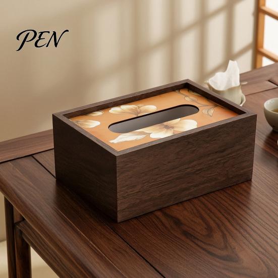 Handy Tissue Dispenser Wooden Box Cover, Rectangular Paper Towel Dispenser, Decorative Napkin Storage Organizer for Office Desk Home Bathroom Bedroom