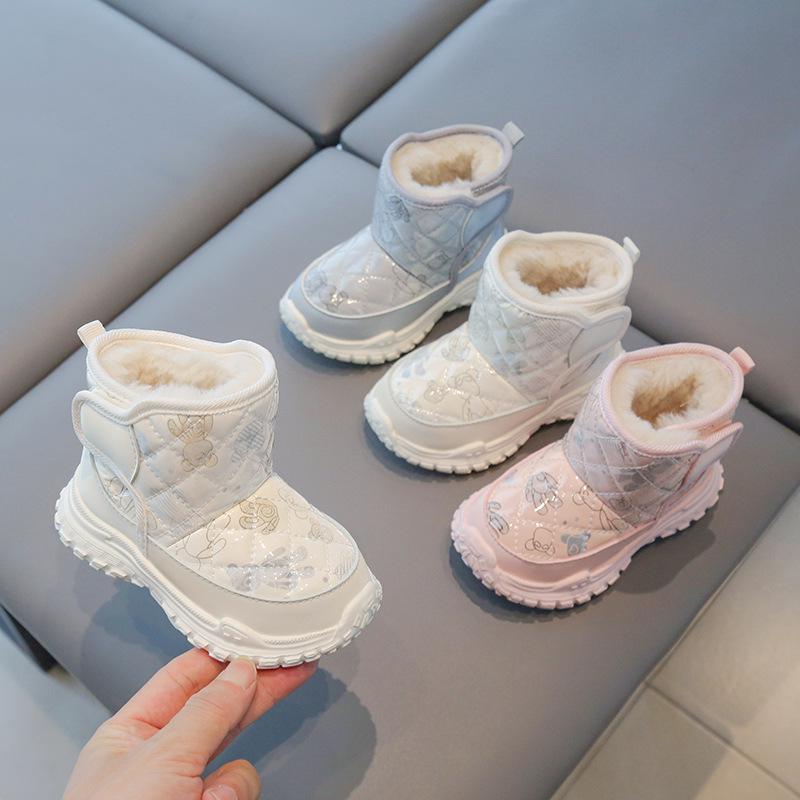 Little Liubao Winter Velvet Baby Boots: Warm, Waterproof Cotton Snow Boots for Ages 2-4 with Ultra-Fiber Leather Surface