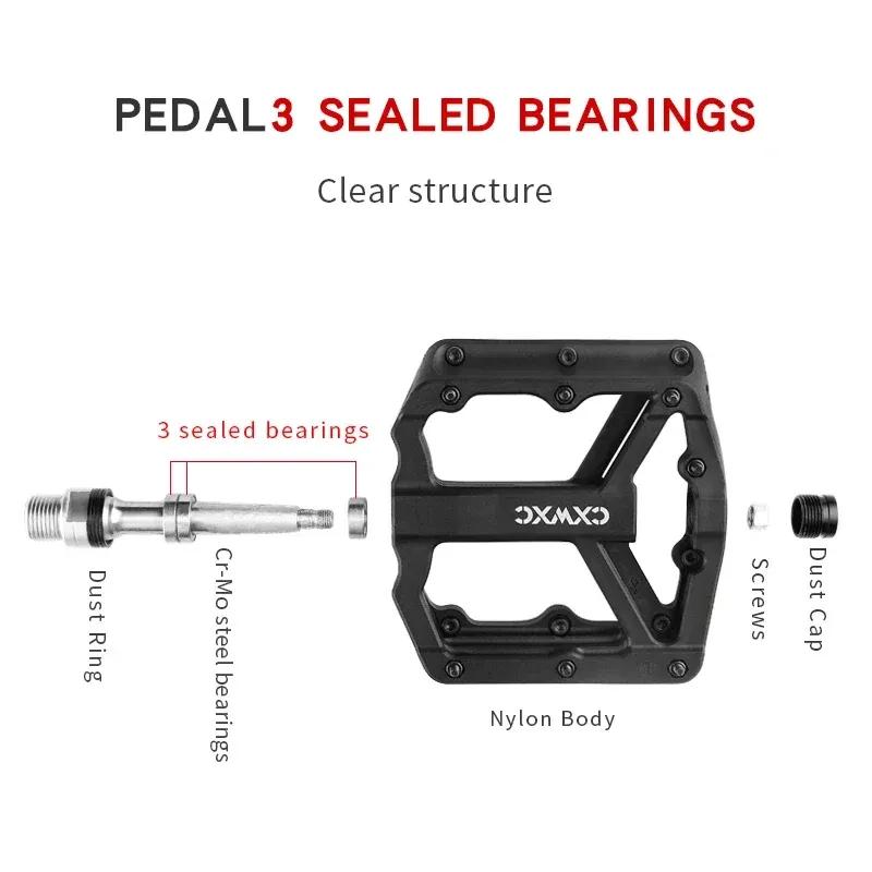 Ultralight Flat MTB Pedals Nylon Bicycle Pedal Bmx Mountain Bike Platform Pedals 3 Sealed Bearings Cycling Pedals For Bicycle