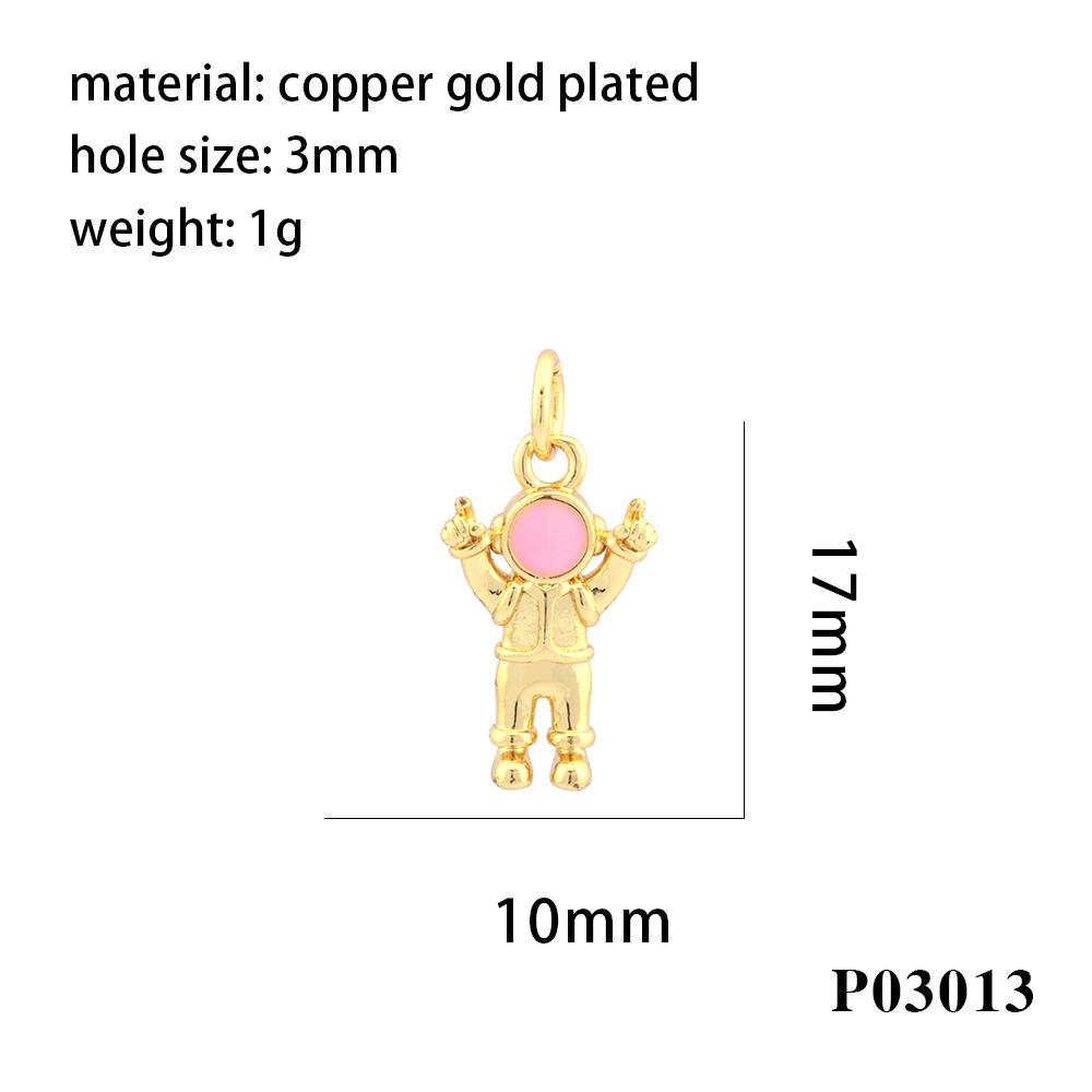 18K Gold Plated Astronaut Pendant Necklace with Drip Oil and Micro-Inlay Design