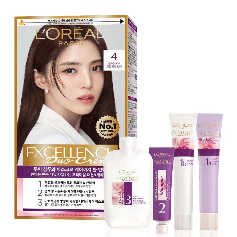 

Крем-краска для волос L Oréal Paris Excellence Duo, нет. 4 Коричневый, 1 шт.