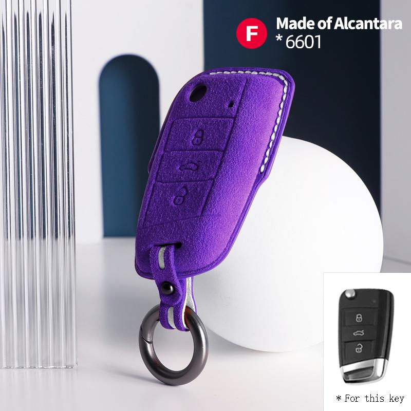 Interior Mouldings Car Key Case Alcantara Keychain For VW Volkswagen Golf 7 MK7 Tiguan MK2 Passat Sagitar Cover Shell Auto Inter