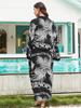 Europäisch-Amerikanischer Batik-Strandüberwurf: Rayon Midilanger Sonnenschutz-Cardigan für Damen-Urlaubs-Bikini-Bekleidung