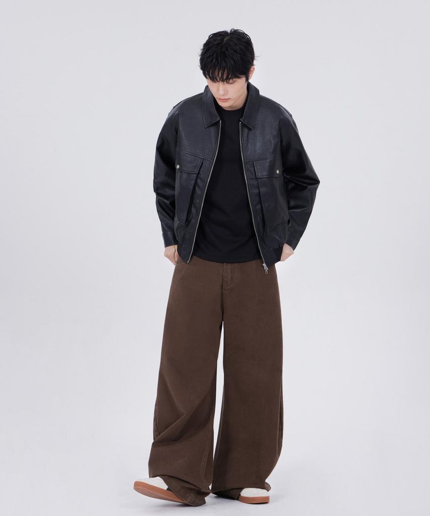 GLW High Curved Wide Cotton Pants Brown