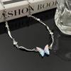 Gradual Change Butterfly Pendant Necklace Women'S Collarbone Chain Neck Chain Choker Light Luxury Niche High-End Earrings