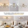 Vintage Ceiling Light 6 Bulbs E27 Socket Gold Chandelier Retro Sputnik Ceiling Lamp for Bedroom Living Room Kitchen Bulbs Not Included