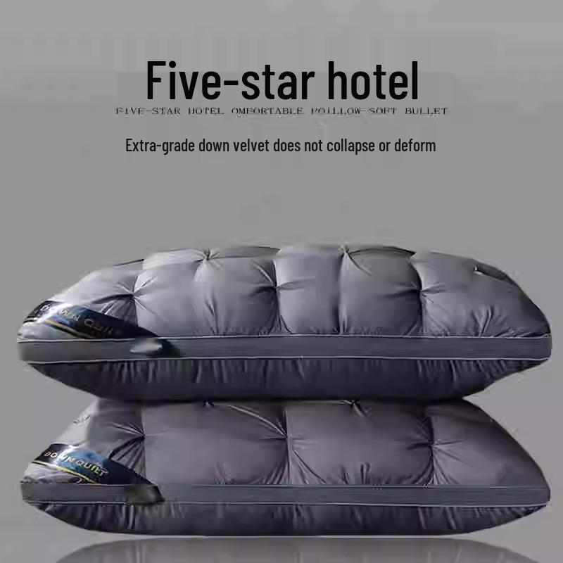 Luxury Durable Hotel Pillow: Neck Support, Non-Collapsing, Washable Feather Velvet