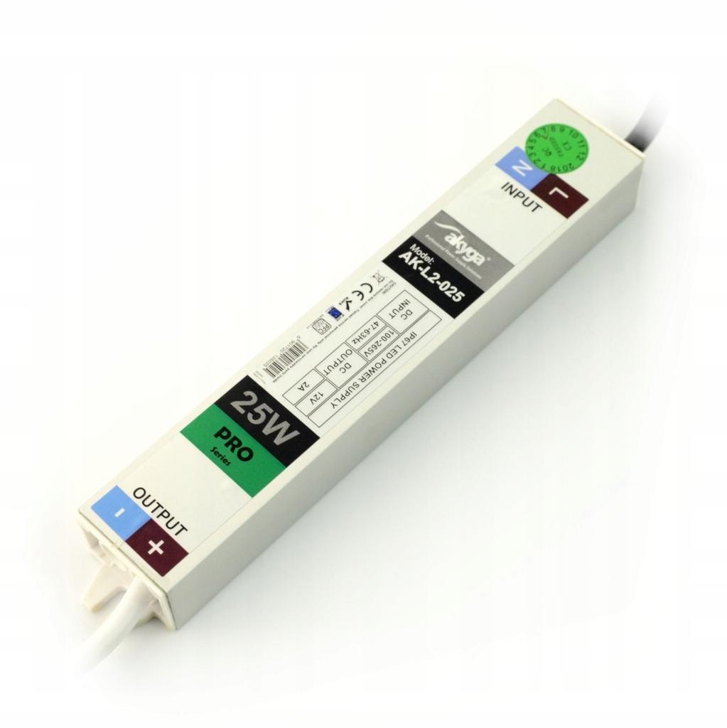 Zasilacz impulsowy modularny do LED Akyga AK-L2-025 12V / 2.0A 25W IP67