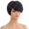 Synthetische kurze lockige Damenperücke mit Pony für Frauen, hitzebeständiges Haar, natürliche schwarze Perücken für den täglichen Gebrauch, Kostüm