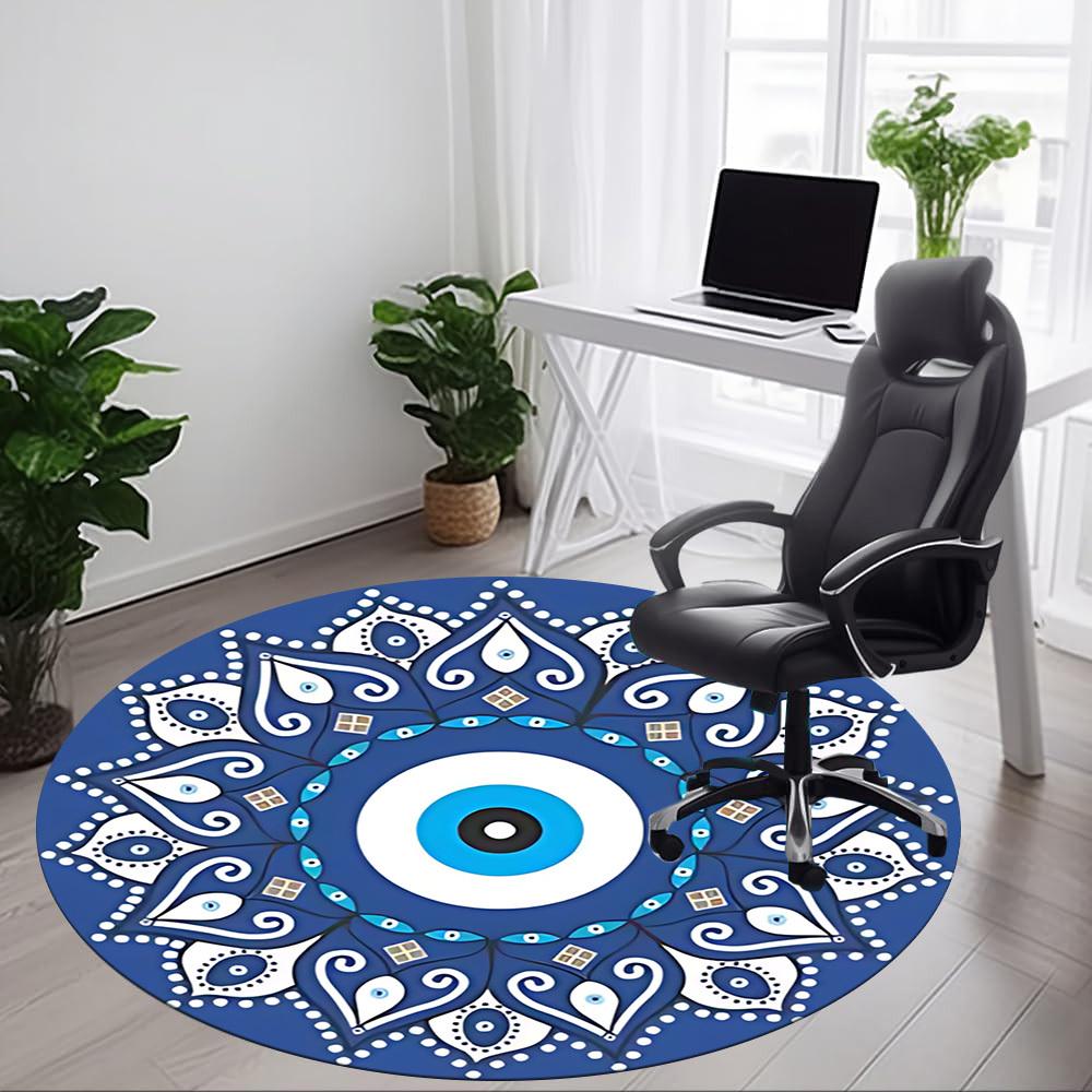 1pc Evil Eye Mandala Office Round Area Rug,  Mat Suitable For Office, Under Office Chairs Bedroom Living Room Home Decor, Room Deco