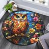 Owls and Flowers Round Area Rug,Carpet Rug for Living Room Bedroom Sofa Playroom Decor,Non-slip Floor Mat