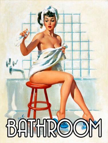 Bathroom pin up retro vintage style metal signplaque shed man caveAluminum