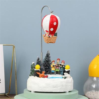 Christmas Village Scene Music LED Light Rotating New Year Decorations Christmas DIY Desktop Sleigh Decorations Holiday Window Hi