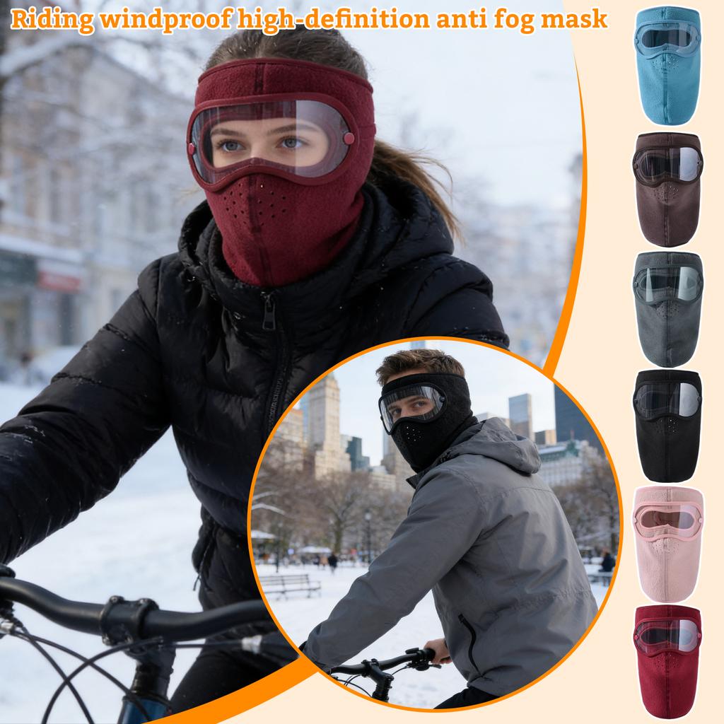 Vollgesichts-Fleece-Maske mit integrierter klarer Linse, winddicht, atmungsaktiv, Outdoor-Schutz für Kaltwetter-Aktivitäten