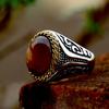 Einzigartiger brauner Stein-Vintage-Ring, Tigerauge, ovaler Ring für Herren, Biker-Modeschmuck