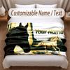 Horse Theme Soft Blanket Personalized Custom Name Text Print Warm Blanket Home Sofa Bedroom Decor