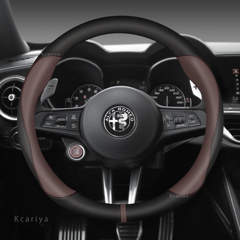 Carbon fiber Leather Car Steering Wheel Cover For Alfa Romeo Giulia Stelvio Giulietta 159 147 156 Mito Sportiva Auto Accessories