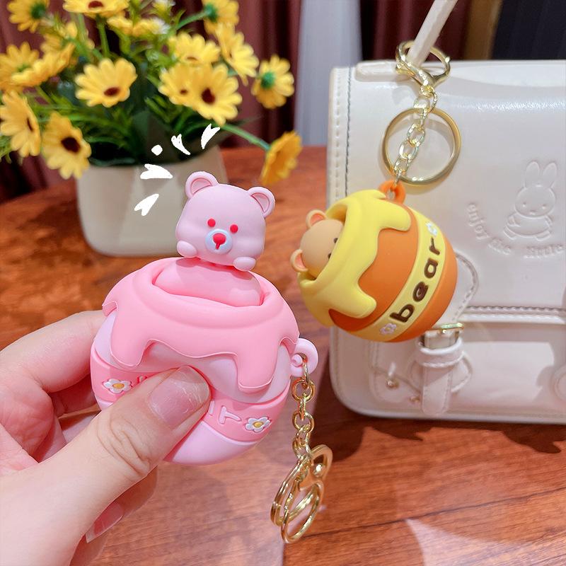 Cute Cartoon Peek-A-Boo Bear Decompression Toy Keychain Bag Pendant Key Chain Schoolbag Pendant Small Gift