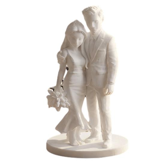 3D Printed Bride and Groom Wedding Cake Topper, Elegant Couple Sculpture for Home Decor, Romantic Bridal Shower Gift, Couple