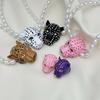 Retro Enamel Leopard Head Pendant Imitation Pearl Necklace Fashion Trendy Neckchain Women Trendy Personalized Jewelry Accessorie