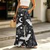Women's High Waist Drawstring Wide Leg Pants with Pockets Halloween Print Loose Casual Trousers