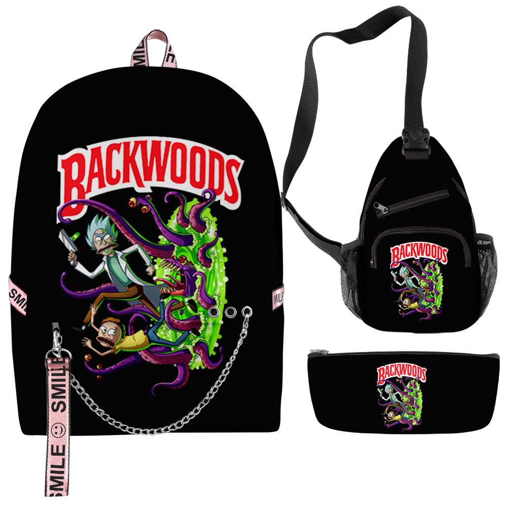 

Backwoods Cigar Backpack Primary And Secondary School School Bag Three-Piece Set Shoulder Bag Pencil Case three-piece backpack