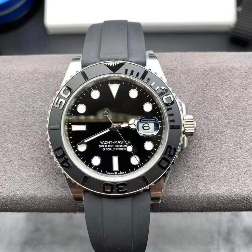 Rolex Yacht-Master 126622 Grå Lyser Upp Kalender Mekanisk Klocka med Gummiband - Vattentåligt Sportur