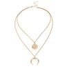 2019 European and American fashion trendy brand alloy jewelry, exaggerated personality multi-layer moon disc pendant necklace