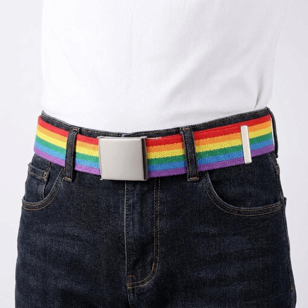 Stripe Canvas Waist Belt Metal Buckle Nylon Belt Fashion Men's Business Belt  Male