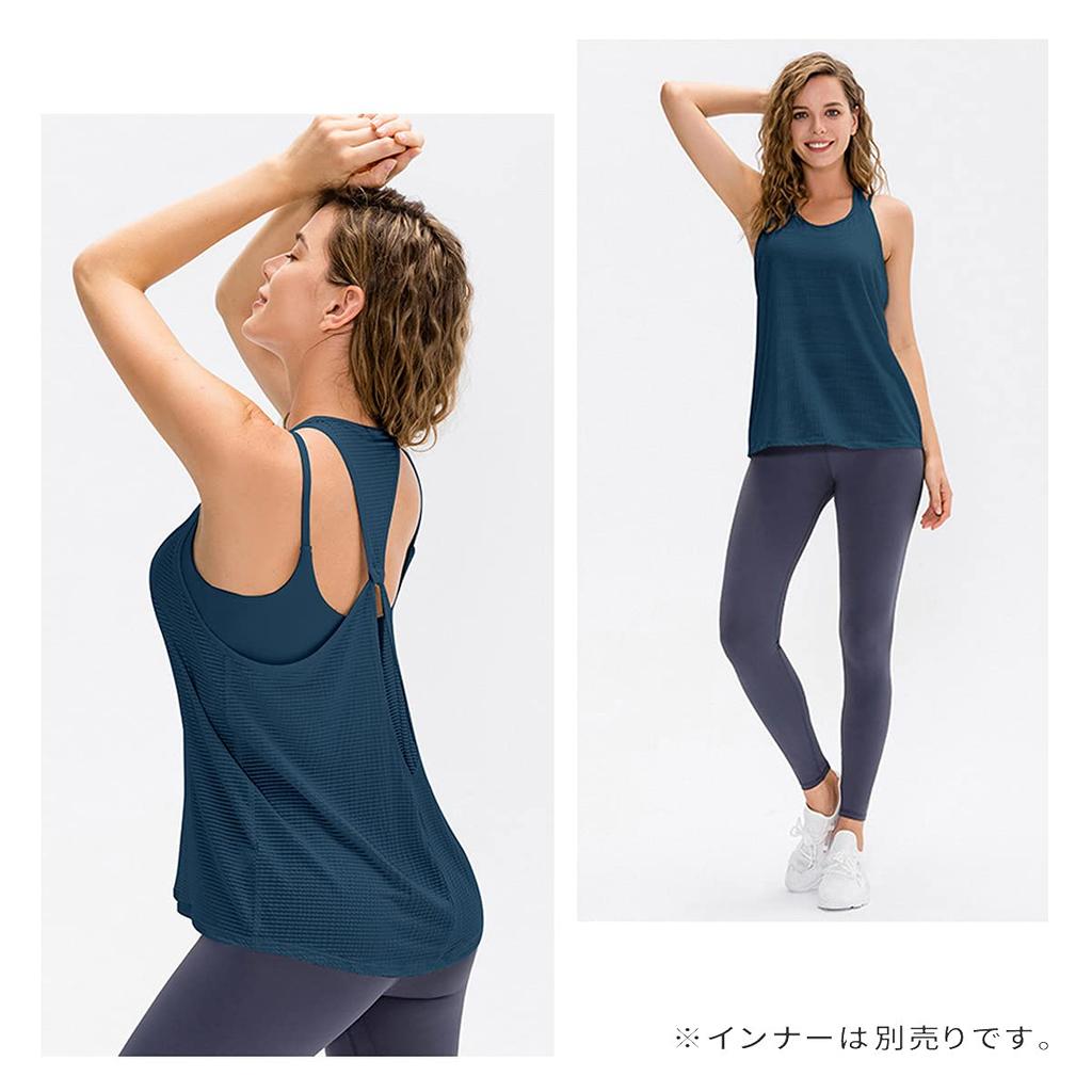 VeroMan Yoga Tank Flattering Fitness Women's Top, Fit, Top, ppi-ttb6 (Navy, Small)