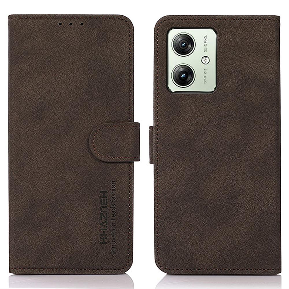 

KHAZNEH For Motorola Moto G54 5G Leather Cover Magnetic Clasp Phone Case with Wallet Brown