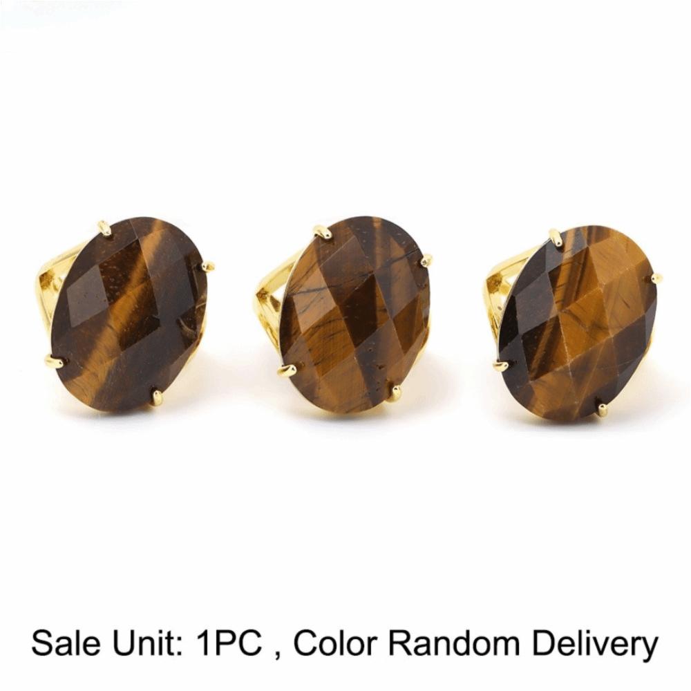 Simple Finger Rings Adjustable Open Rings Trend Ellipse Crystal Rings for Women
