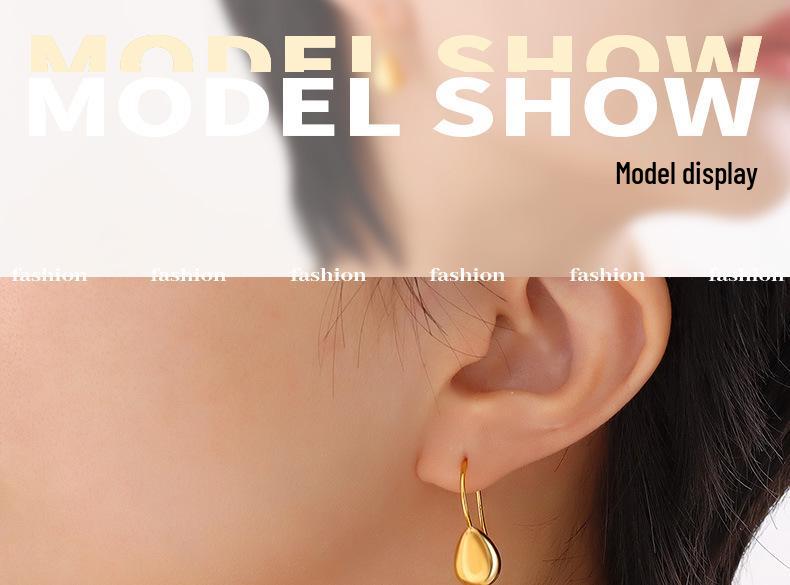 Elegant Gold-Plated Water Drop Earrings for Women - Titanium Steel, Niche Design, Colorfast Jewelry