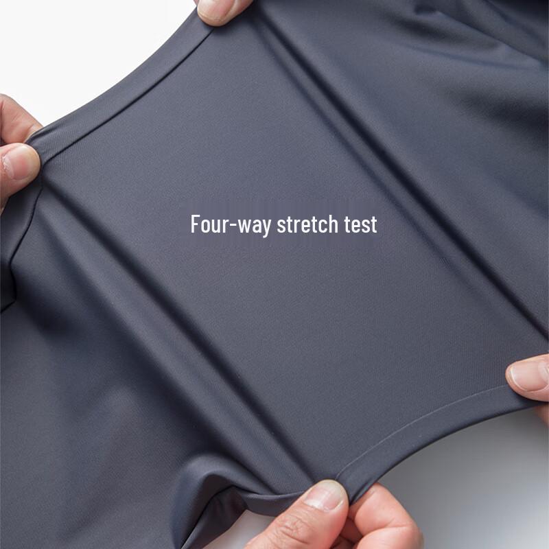 Romon Men's Silk Blend Straight-Leg Business Casual Trousers