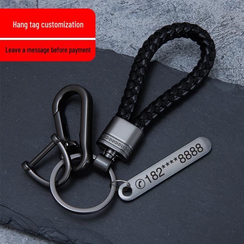 Men's High-End Woven Rope Keychain: Anti-Lost Key Ring for Cars & Motorcycles