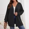 Brushed Solid Color Knit Plus Size Women's Coat - Autumn & Winter, Long-Sleeved, Loose Mid-Length