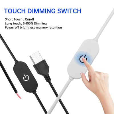 USB 5V 2A Touch-Dimmschalterkabel 1,5M USB 2.0A auf 2-Draht-Ausgang 5-100% Dimmregler für einfarbige LED-Streifenlichter