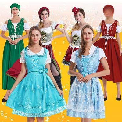 Women's Bavarian Beer Maid Dresses - Dual-Layered Costumes for Stage Performances