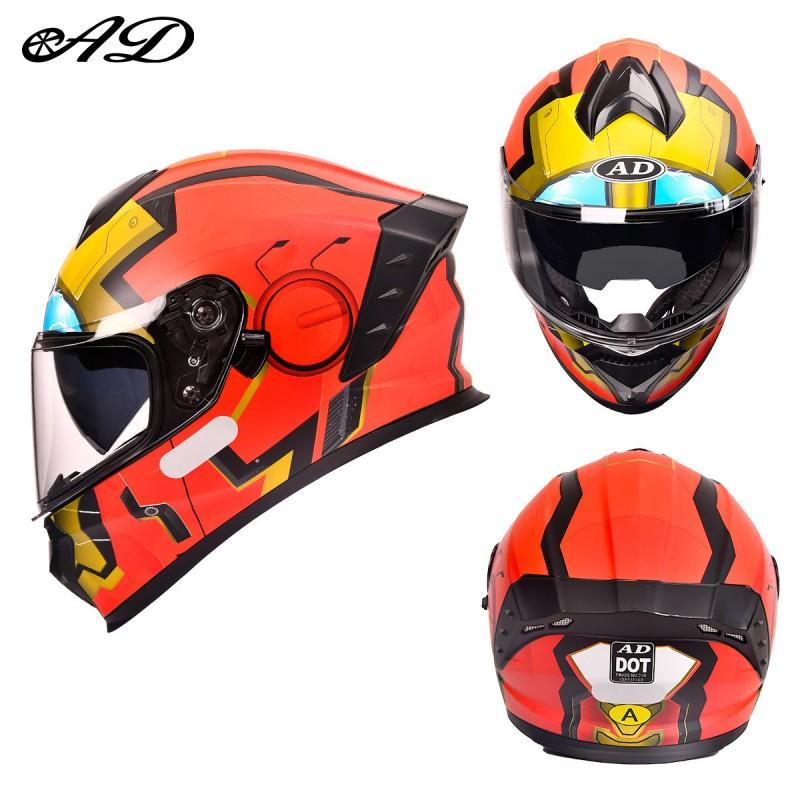AD Motorcycle Helmet 3C DOT Certified Full Face Men Women All Season