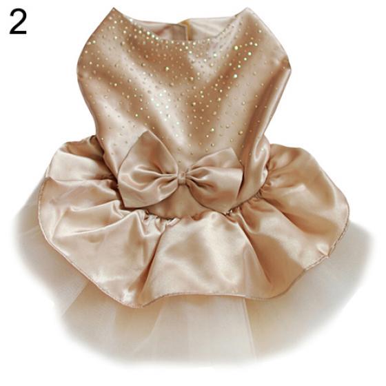 Pet Dog Puppy Bow Gauze Dress Skirt Cat Sequin Princess Clothes Apparel