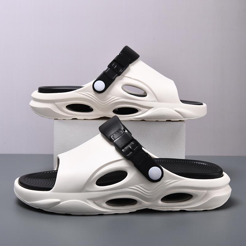 Fashion Summer Mens Fashion Beach Sandals Clogs Thick Sole Slipper Waterproof Anti Slip Sandals Flip Flops Non slip Soft EVA Hole Shoes