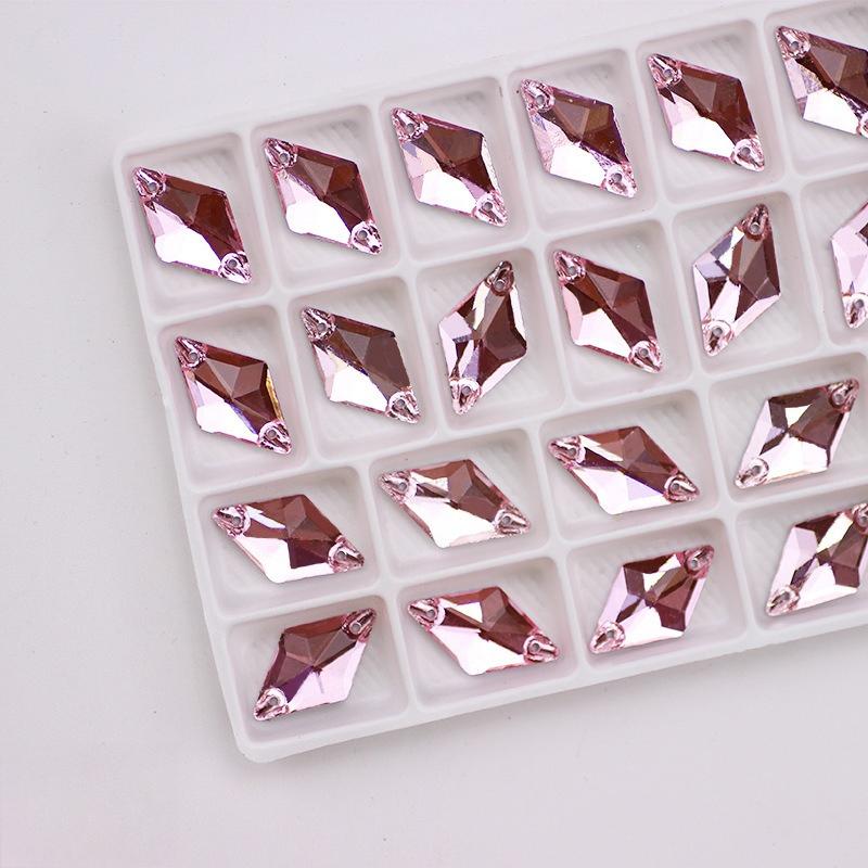 High Quality Rhombus Glass Crystal Sew On Rhinestones Strass Stone With Two Holes,DIY/clothing Accessories 1.1x1.9cm 28pcs