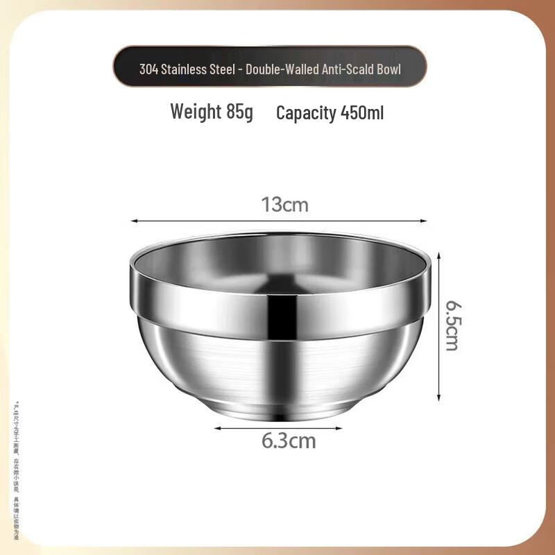 Qianshen 304 Stainless Steel Double-Layer Insulated Bowl