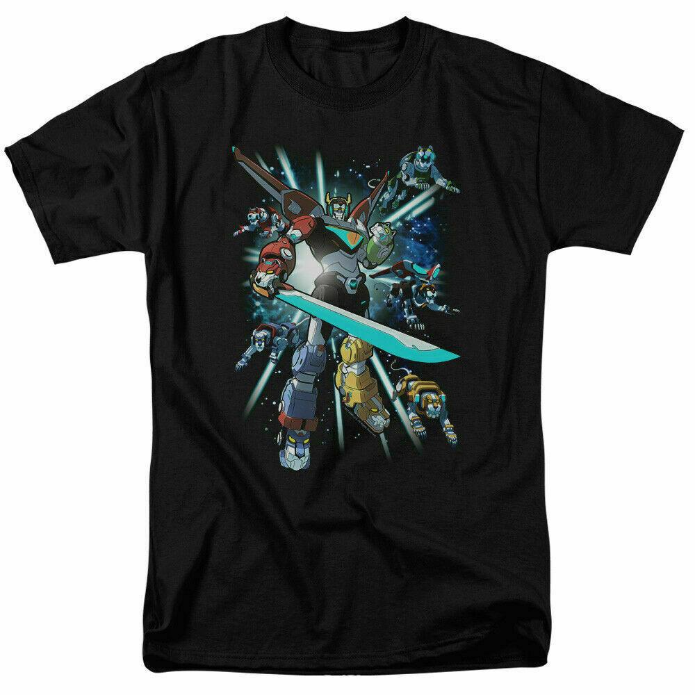 26 Voltron Legendary Defender Lions Share T Shirt Mens Licensed Cartoon Black Unisex T-Shirt M