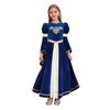 Luxury Medieval Princess Gown for Kids: Detailed Patchwork, Bell Sleeves, Gold Print & Waist Band for Renaissance Theme Event