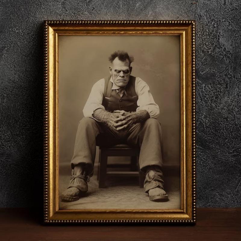 Temná magie Vlkodlak Dinosaurus Kovboj Frankenstein Vintage fotografie Plátno Plakát Nástěnné obrázky Halloween Domácí dekorace