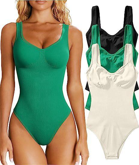 European And American New Women'S Onesie Sexy Pit Ribbed V-Neck Sleeveless Vest Onesie White